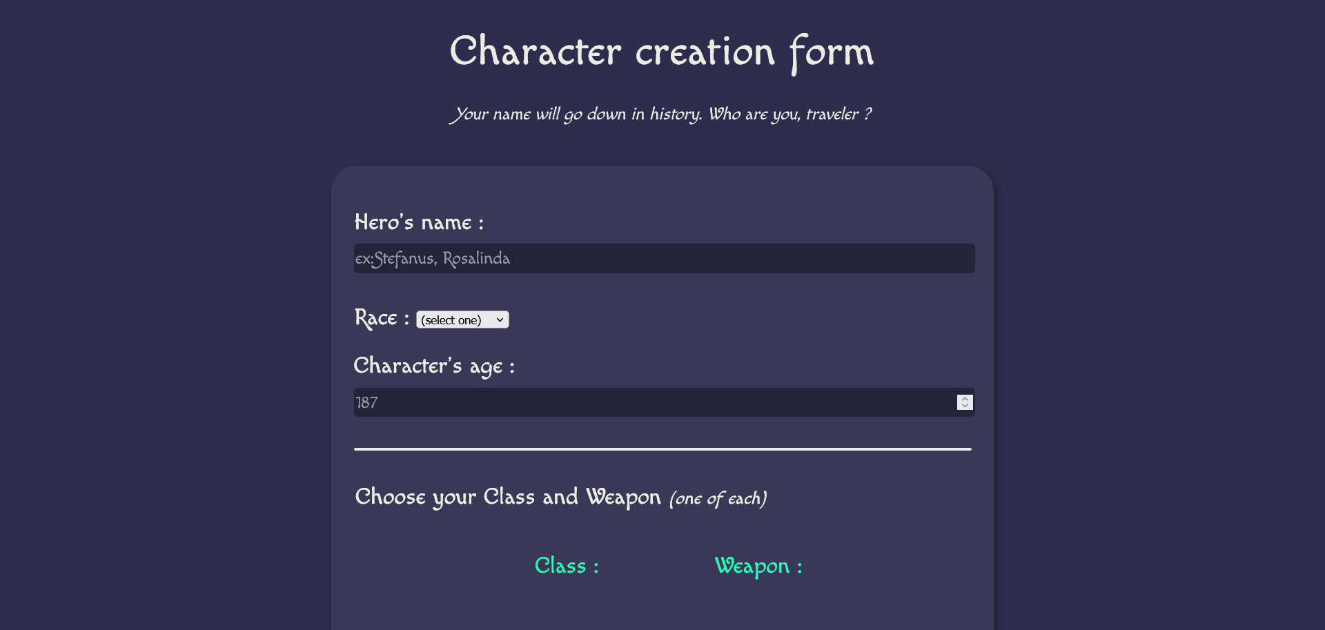 Survey form